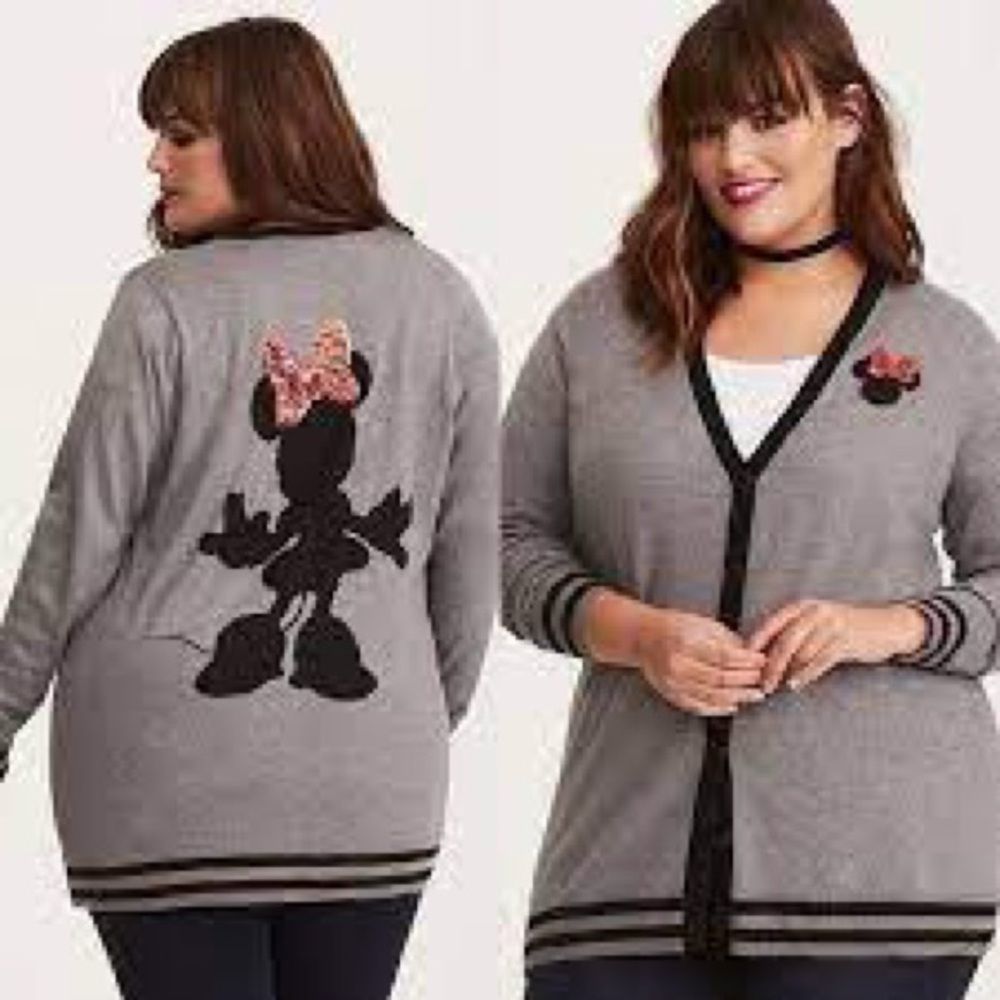 Rare TORRID Minnie Mouse DISNEY V-Neck BOYFRIEND Cardigan Sweater 4X 4
